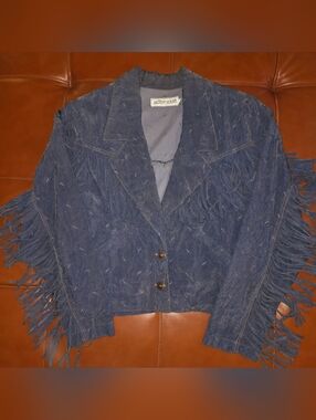 Vintage Actionwear USA Blue Fringe Western Jacket
